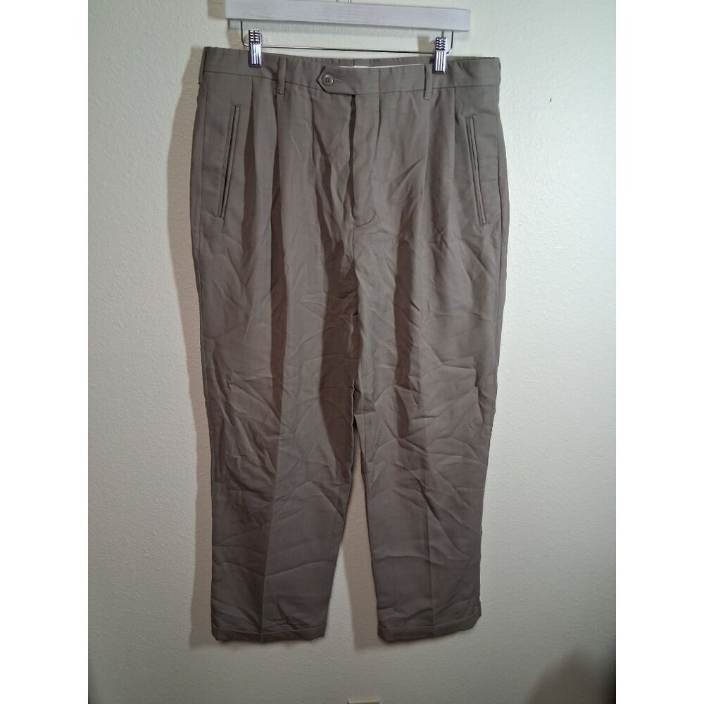 Claiborne Pleated Dress Pants Business Casual Office Slacks Trousers Beige 36x29